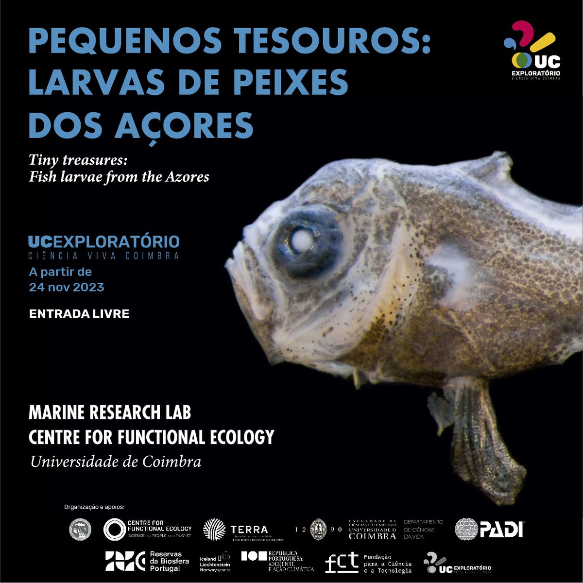 This is the new photographic exhibition of the @marineresearchL, which will be on display at the UC Exploratório - Ciência Vida of the @UnivdeCoimbra from 24 November. The inauguration of the exhibition is scheduled for 24 Nov, at 11 am in the Science Photo Gallery.🐟🐡🐠