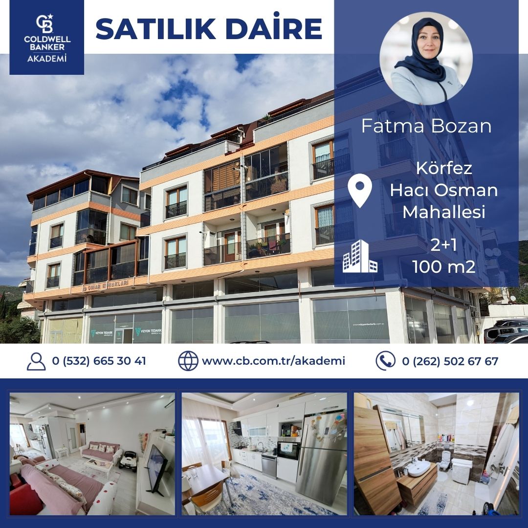 Körfez, Hacı Osman Mahallesi'nde bulunan dairemiz;
▶ Cadde üzerinde olup, E5'in hemen yakınında tüm toplu taşımalara, çevre okullara, pazar alanına, zincir marketlere vb. tüm sosyal donatılara yakın mesafededir.