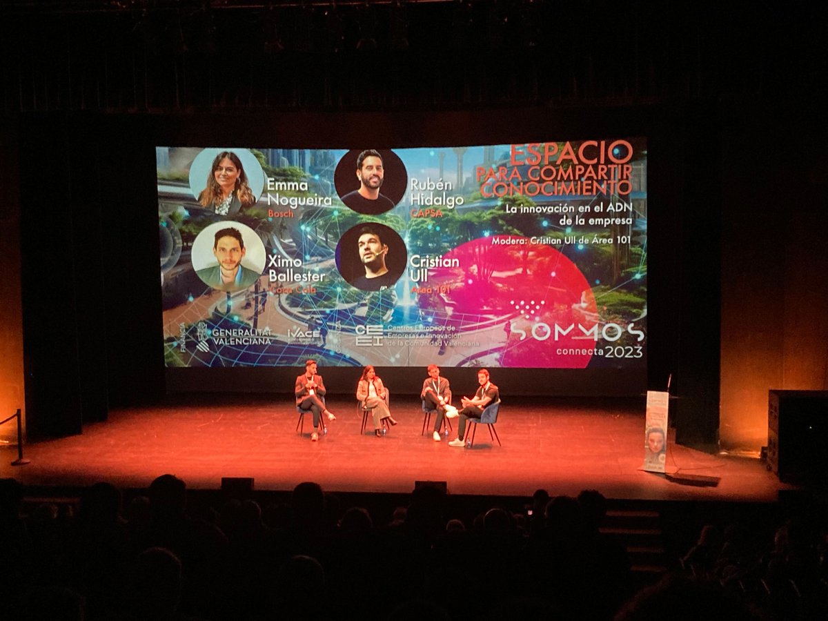 LasNavesCOLLAB's tweet image. #SommosConnecta 2023 | Y también disfrutamos de sesiones de organizaciones referentes de la innovación como, entre otras, la de: 

🗣️ Rubén Hidalgo @CapsaVida
🗣️ Ximo Ballester @CocaColaEP
🗣️ Emma Nogueira @BoschGlobal 
🗣️ @ull_cristian #Área101