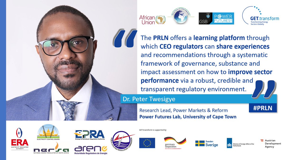 Dr. @PeterTwesigye of the @PowerFuturesLab sums up the benefits of the Peer Review and Learning Network (#PRLN) Read up on the latest #PRLN meeting hosted by @EPRA_Ke in 🇰🇪#Kenya last week get-transform.eu/prln-regulator…