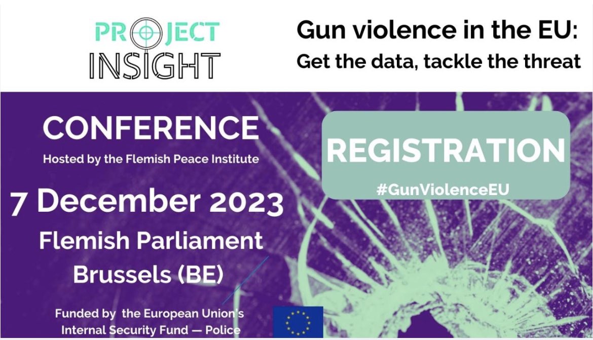 Interested to know more about our recent research on #gunviolence in Europe? Join us on 7 Dec in Brussels for the final conference of #ProjectINSIGHT Registration 👉 vlaamsvredesinstituut.eu/en/events/proj…