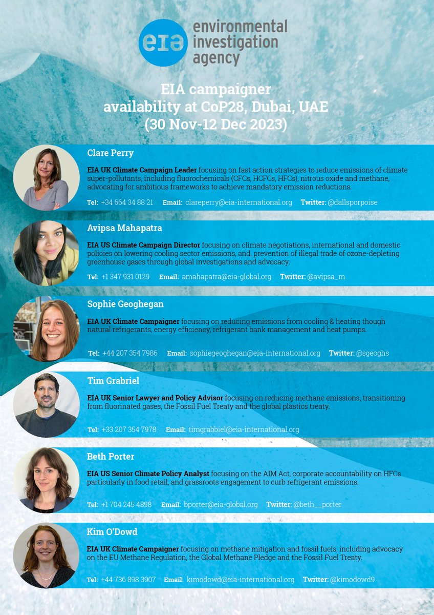 EIAClimateUK_EU's tweet photo. With just over 1 week to go until #COP28 we're looking forward to bringing attention to short lived climate pollutants, #cooling #methane #HFCs and #PlasticPollution 
Get in touch or find us at the #Ozone2CoolZone pavilion
Keep your 👀peeled for side event announcements! https://t.co/gaK2IuNjMZ