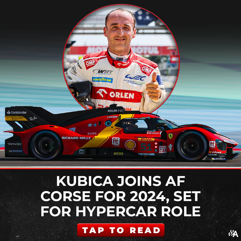 autosport's tweet photo. Robert Kubica has joined AF Corse for what is set to be a #WEC campaign at the wheel of a third Ferrari 499P Le Mans Hypercar 👀

Full story 👇