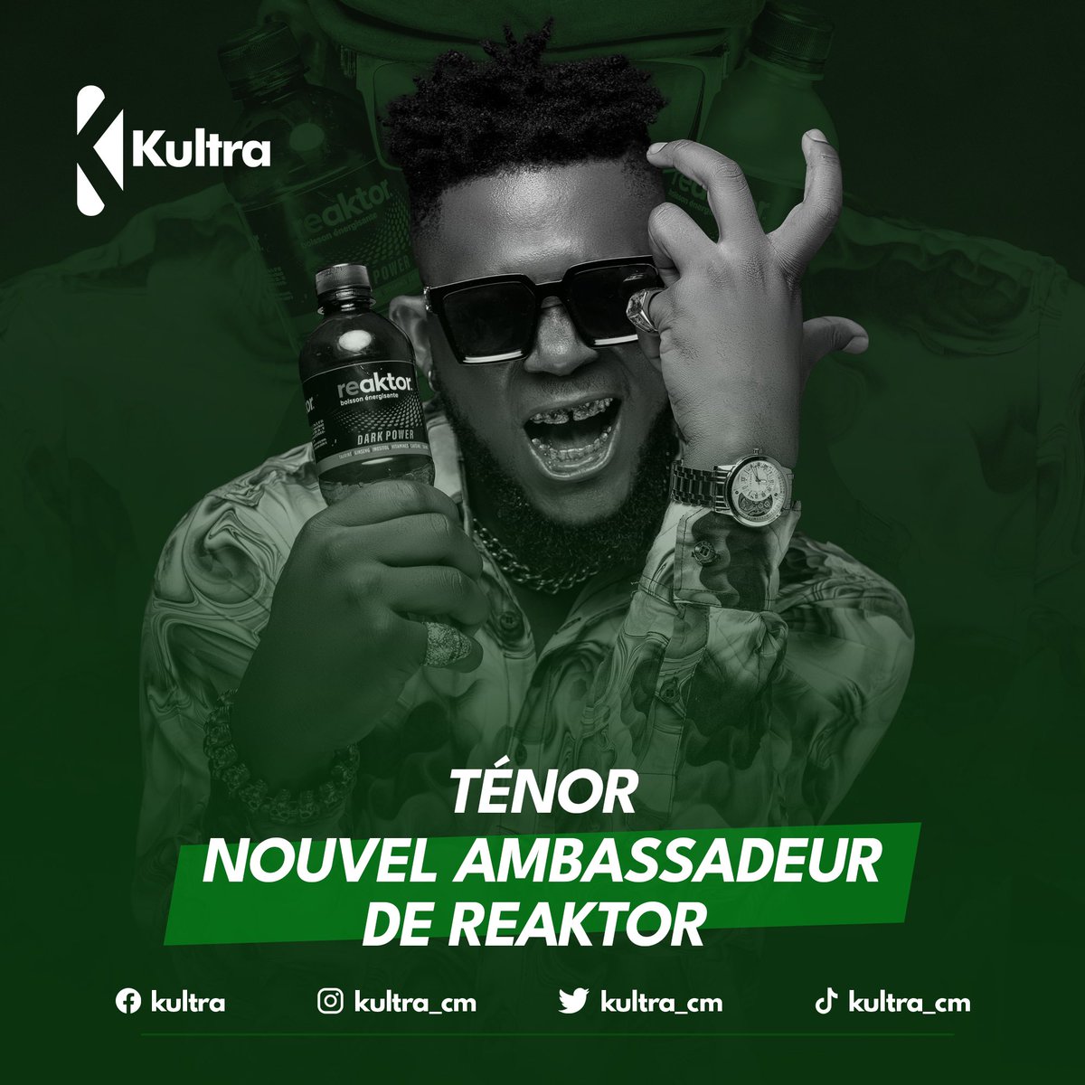 kultra_cm's tweet photo. 🟢🎶

Depuis quelques jours déjà c’est Officiel ! @TENOR_officiel est désormais Ambassadeur de la marque de boisson Reaktor ! Félicitations 🎉 à l’artiste et toute son équipe🔥👌🏾. Avec Reaktor, dépassez vos limites. Fructueuse collaboration🇨🇲
#Kultra #Music #Reaktor #EnergyDrink https://t.co/DidBExbmOk