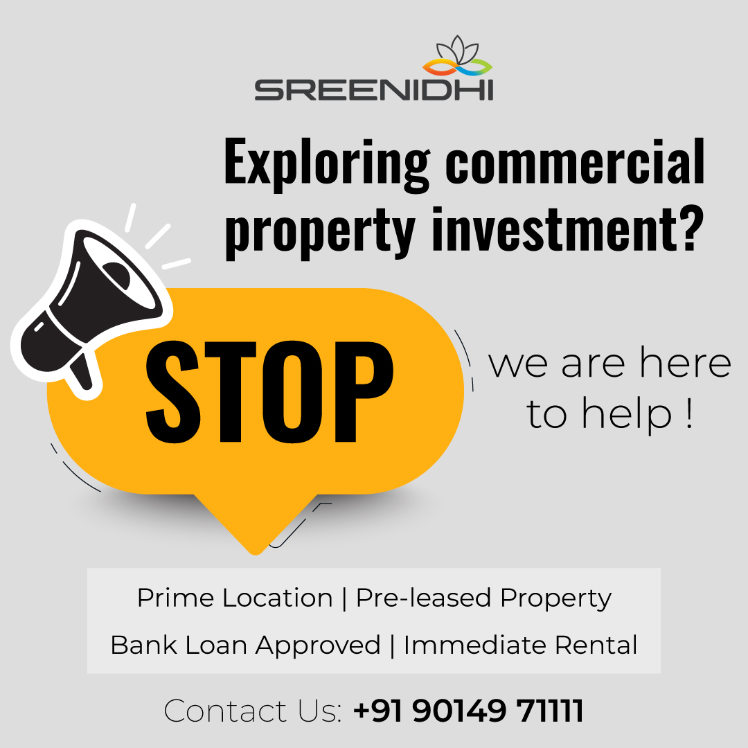𝐄𝐱𝐩𝐥𝐨𝐫𝐢𝐧𝐠 𝐜𝐨𝐦𝐦𝐞𝐫𝐜𝐢𝐚𝐥 𝐩𝐫𝐨𝐩𝐞𝐫𝐭𝐲 𝐢𝐧𝐯𝐞𝐬𝐭𝐦𝐞𝐧𝐭? 𝐒𝐭𝐨𝐩 - 𝐰𝐞 𝐚𝐫𝐞 𝐡𝐞𝐫𝐞 𝐭𝐨 𝐡𝐞𝐥𝐩 !
TOLLFREE NO : +91 90149 71111
#Sreenidhi #PropertiesinHyderabad #Invest #PropertyKnowledge #CommercialProperties #Hyderabad #Kokapet #SreenidhiSpaces