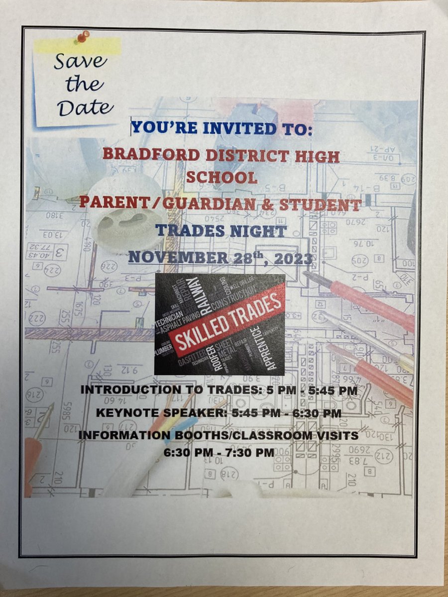 We hope parents and students attend our Trades Information night Nov. 28th 5 - 7:30 pm! Spread the word! ⁦<a href="/SCDSB_Schools/">Simcoe County District School Board</a>⁩ ⁦<a href="/deanmaltby/">Dean Maltby</a>⁩