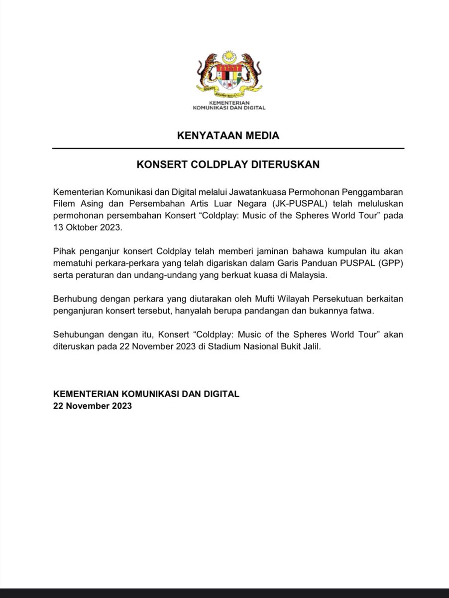 tamarjaya0's tweet photo. "Hanyalah pandangan,dan bukannya fatwa"

Kalau nak teruskan konsert tu, teruskan je.

Tak perlu kot ayat mcmtu.

Apa yang nak disampaikan? https://t.co/51RakND0lt