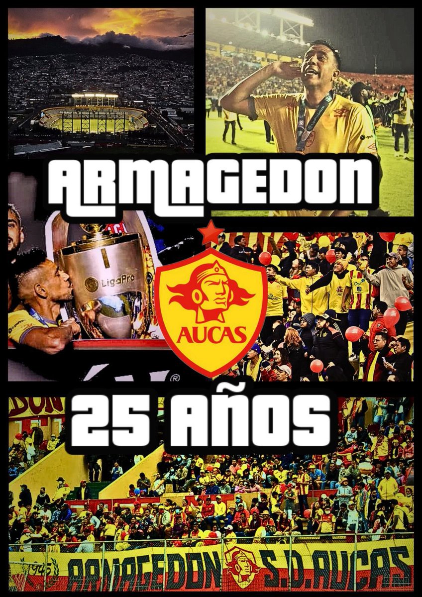 ARMAGEDON_SDA's tweet photo. Son 25 años de aguante, viajes, malas noches y demás. Todo por y para @Aucas45
Un fuerte abrazo a todas las bandas que conforman ARMAGEDON, nunca olvidemos a esta barra la hace grande su gente. 
Toda la vida por el AUCAS!
#AmorPorLosColores #Desde1998 #SoloAucas #Desde1945 https://t.co/h3TiqBfXHC