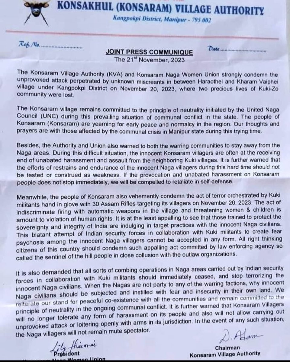 Looks like the cat's out of the bag! The supposedly neutral Naga community in Konsakhul just spilled the beans—30 AR members are allegedly teaming up with Kuki militants, causing quite the stir. Meiteis claiming AR's cozy alliance with Kuki militants feel vindicated once more 🤨