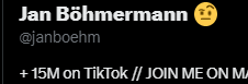 <a href="/Techaktien1/">Techaktien</a> Bro der nutzt X als Plattform und heult gleichzeitig rum., dass die enteignet werden soll?

Währenddessen soll TikTok verboten werden, aber er flext mit +15 Mio. auf der Plattform. Was auch immer er meint.

TikTok ist wirklich gefährlich, aber dann damit zu flexen? Lost.