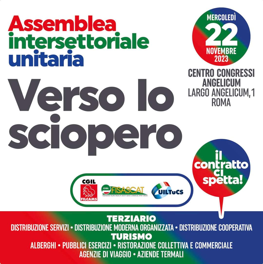 FisascatCislPug's tweet image. #22novembre
#Terziario #Turismo Oggi siamo a #Roma all'Assemblea unitaria intersettoriale per chiedere subito  rinnovo contratto, risposte a lavoratrici e  lavoratori che aspettano da 5 anni un incremento dei salari per contrastare #carovita e #inflazione 
#IlContrattoCiSpetta