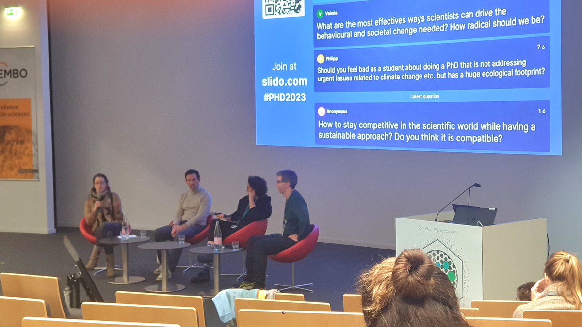 Our Sustainability Officer @MartaRodrgzMart chairing a fascinating panel discussion on #SustainableScience at @EMBLPhDSymp