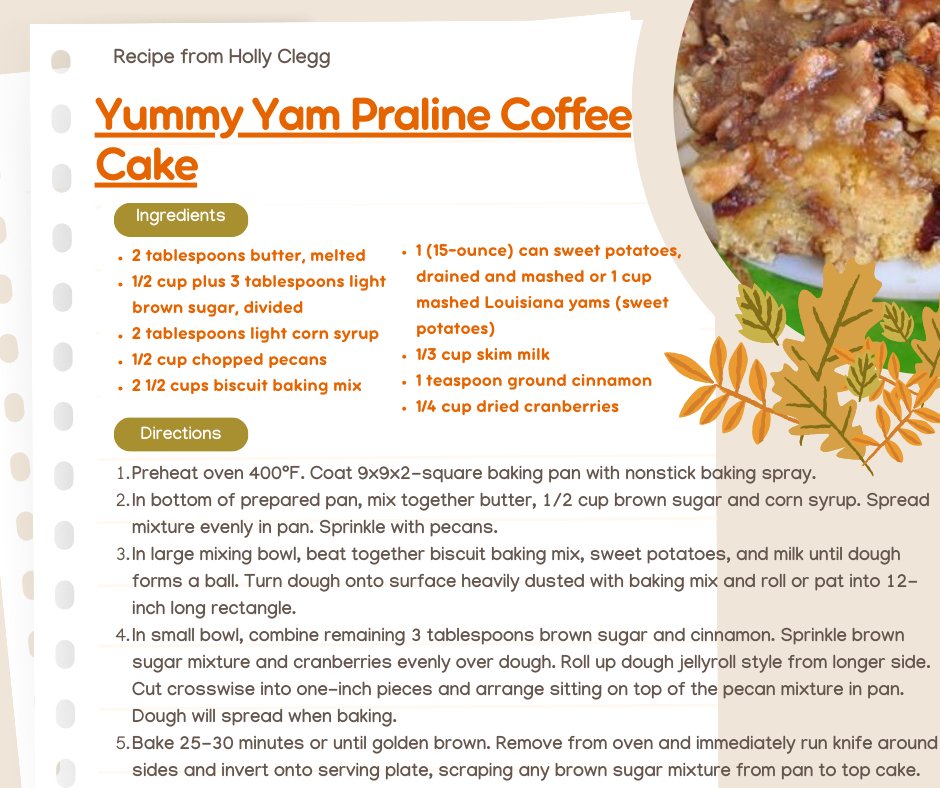 SPKwomenshealth's tweet image. And our last, but definitely not our least #Thanksgivingrecipe is Yummy Yam Praline Coffee Cake!

This melt-in-your mouth coffeecake starts with a family pantry staple - biscuit baking mix.

Get the recipe: speakingofwomenshealth.com/recipes/yummy-… 

#thanksgivingfood #thanksgivingdessert