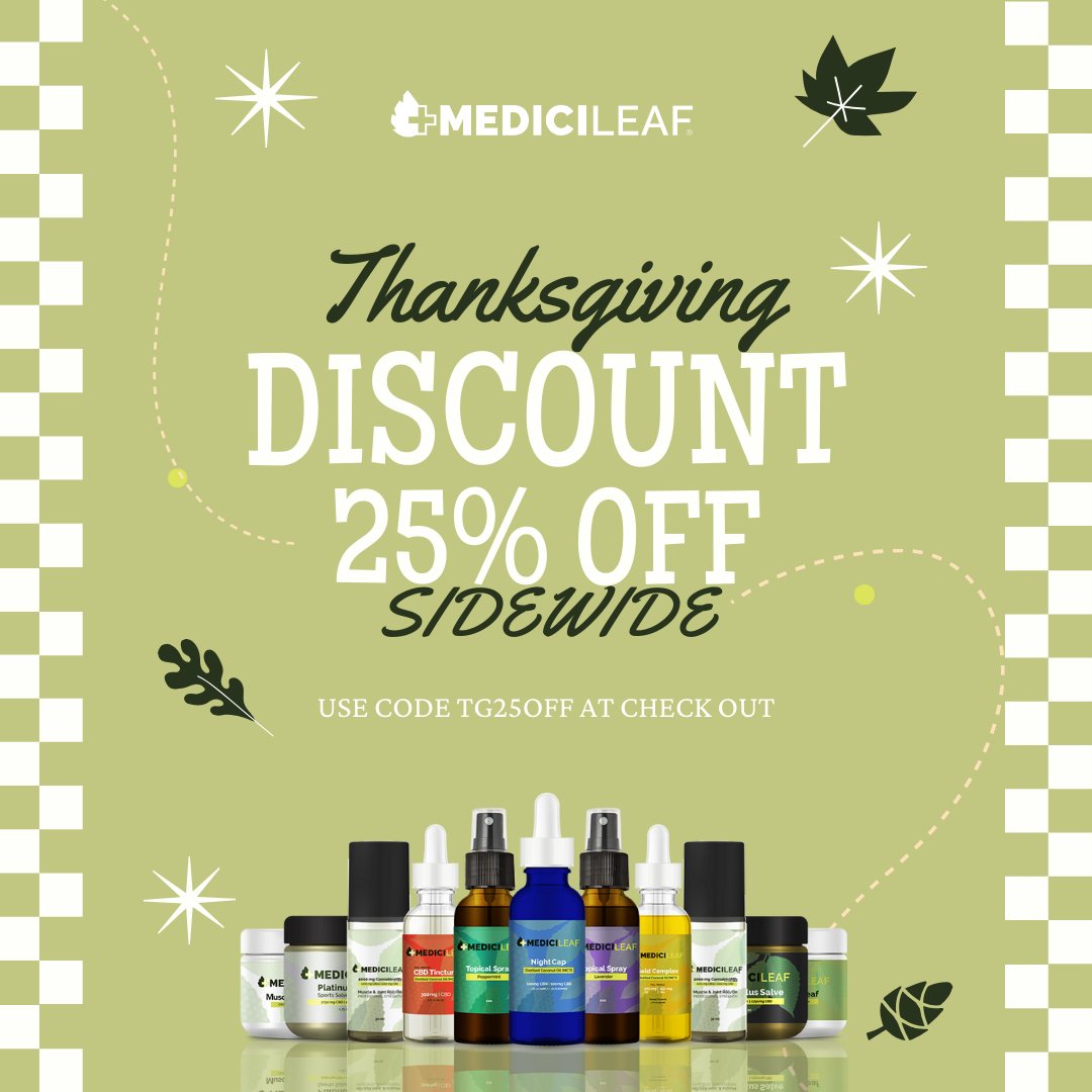 Time is ticking! Our Thanksgiving Sale is still on. Use code TG25OFF for an extra 25% OFF sitewide. Grab the natural advantage for athletes – premium CBD for peak performance. 
Shop now:  medicileaf.com
#AthleteWellbeing #CBDDeals