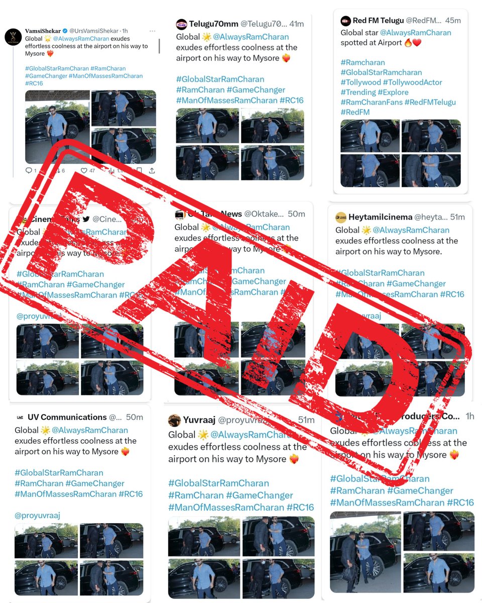 kittenreturns's tweet photo. Not a single change in punctuation or emoji usage. Just copy paste the matter received from @sivacherry9 and start the PR machine.
Shame on you Mr. @AlwaysRamCharan
This forced tag usage won't make u globals___ as long as you have no relevance even at local level.
#MegaPRstar https://t.co/q1lRipS8BR