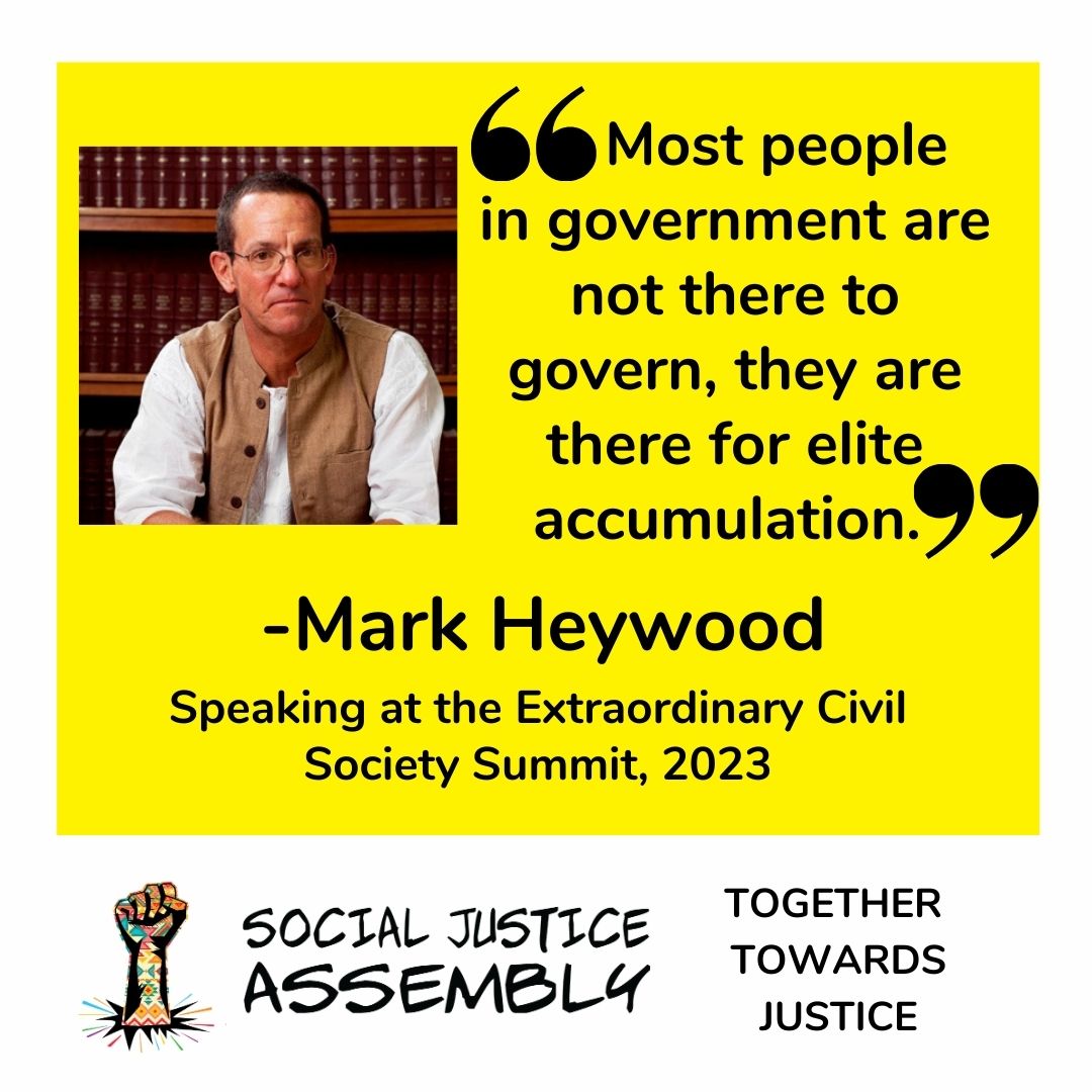 Extraordinary Civil Society Summit: Mark Heywood speaking about the condition our country finds itself in because of our ruling class.