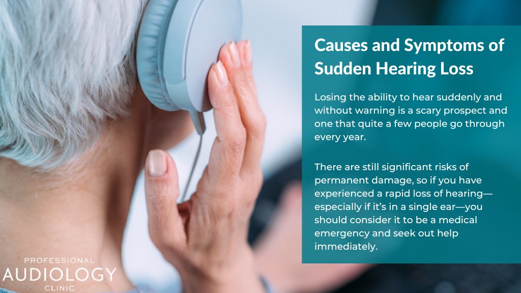 Sudden sensorineural hearing loss (SSHL) is also often referred to as sudden deafness. It’s an abrupt loss of hearing that comes about with no warning and with no apparent cause. 

Learn more about sudden sensorineural hearing loss on our blog: bit.ly/3SGbXgc