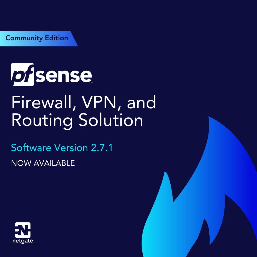 NetgateUSA's tweet image. 🥳Exciting news from #Netgate! #pfSenseCE software version 2.7.1 is out now, featuring upgraded #OpenSSL 3.0.12, #KeaDHCP, improved #SCTP support, and more. 🔥 💻

Learn more 👉hubs.ly/Q029jq8-0