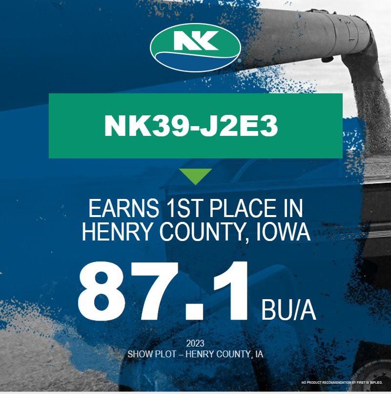 💥NK39-J2E3 leads the pack in Henry County, IA yielding 87.1 Bu/A! 🌱

#NKHarvest23 #SuccesswithNK #Harvest23 <a href="/NKSeeds/">NK Seeds</a>