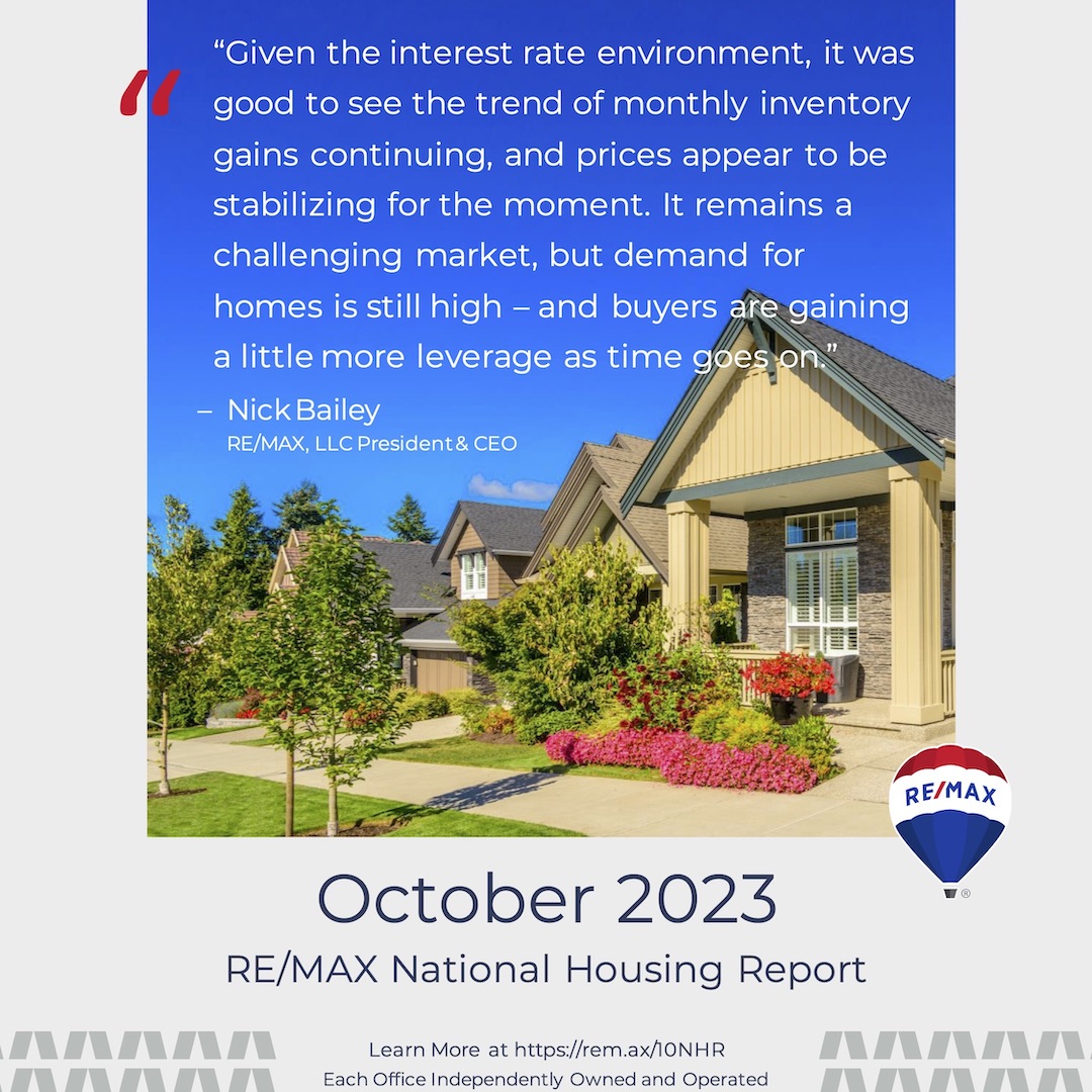 remax's tweet photo. October’s inventory grew 4.6% month over month to continue a streak of monthly increases that began in April. 

Learn more from the October RE/MAX National Housing Report. ⤵️
https://t.co/hzeDUWif8a https://t.co/yIWAeWFv0x