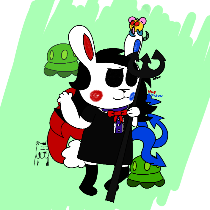 OpiupPenguin's tweet photo. Nue Almjuu (again) (hi @alicyn I'm glad you enjoyed my Alma art. Probably last one I'll mention you in).

#almapoppycat #poppycat #touhou #nuehoujuu https://t.co/pyMdI6g3yV