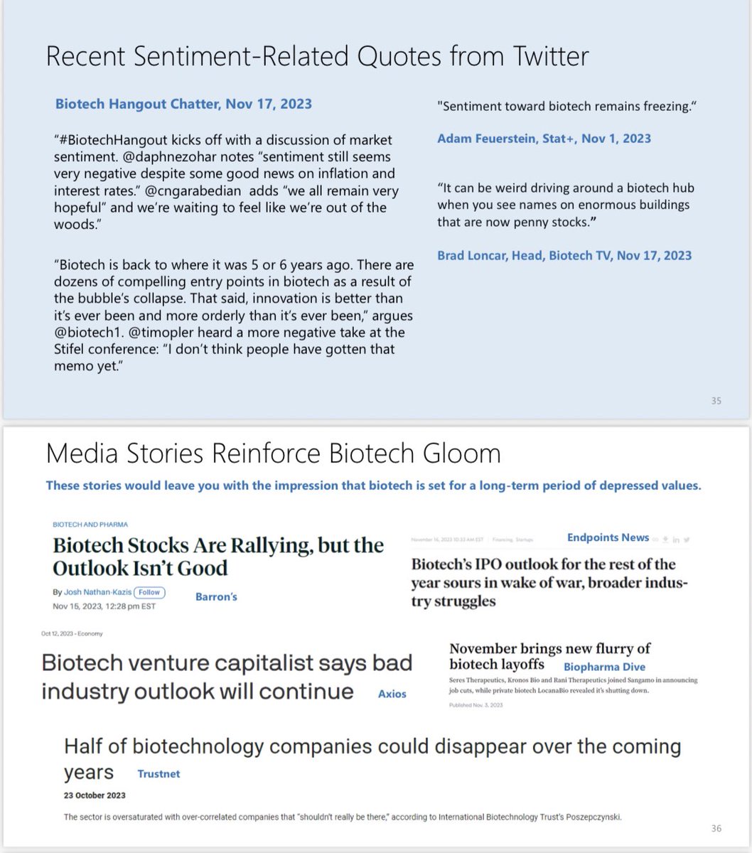 Daphne Zohar (@daphnezohar) on Twitter photo Nice report coming out later today from @stifel: “Bullish on Biotech” despite continued negative sentiment. They cite 7 fundamental positives including past performance ($NBI & $XBI tripled following past downturns). Sentiment can turn quickly. <a href="/LifeSciVC/">Bruce Booth</a>’s review & #BioTwitter Nice report coming out later today from @stifel: “Bullish on Biotech” despite continued negative sentiment. They cite 7 fundamental positives including past performance ($NBI & $XBI tripled following past downturns). Sentiment can turn quickly. <a href="/LifeSciVC/">Bruce Booth</a>’s review & #BioTwitter