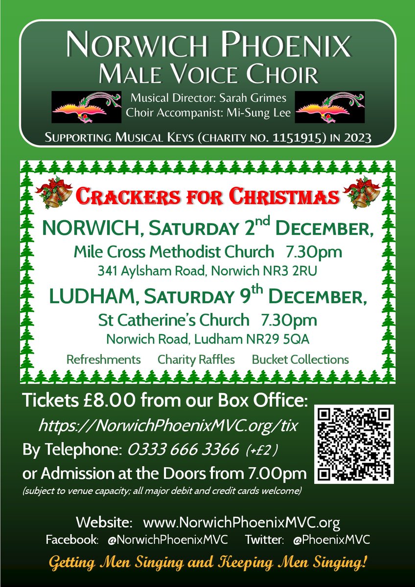 PhoenixMVC's tweet photo. Our #Norwich #SingingMen's #Ludham #Christmas @Concert Sat 9 Dec! Tickets from LUDHAM BUTCHERS.
#potterheigham
#stalham
#greatyarmouth
#gtyarmouth
#gorleston
#caister
#Caisteronsea
#Catfield
#hicklingbroad
#Neatishead
#wroxham
#hoveton
#Norwich
#norfolk
@save_duke
@everything_gy https://t.co/Bhe9MLwqD6