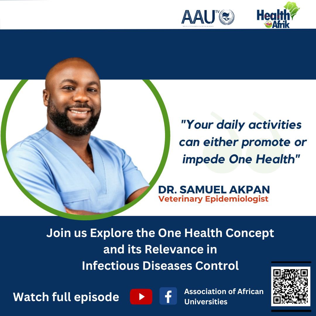 Explore the impact of our lifestyle on neighbors, animals, and the environment with Dr. Samuel Akpan on #HealthAfrik, discussing One Health and its role in controlling infectious diseases.
Watch here: youtu.be/eTH1Kiy1Wic?si…]   #OneHealth #AAU #InfectiousDiseasesControl #WHO #CDC