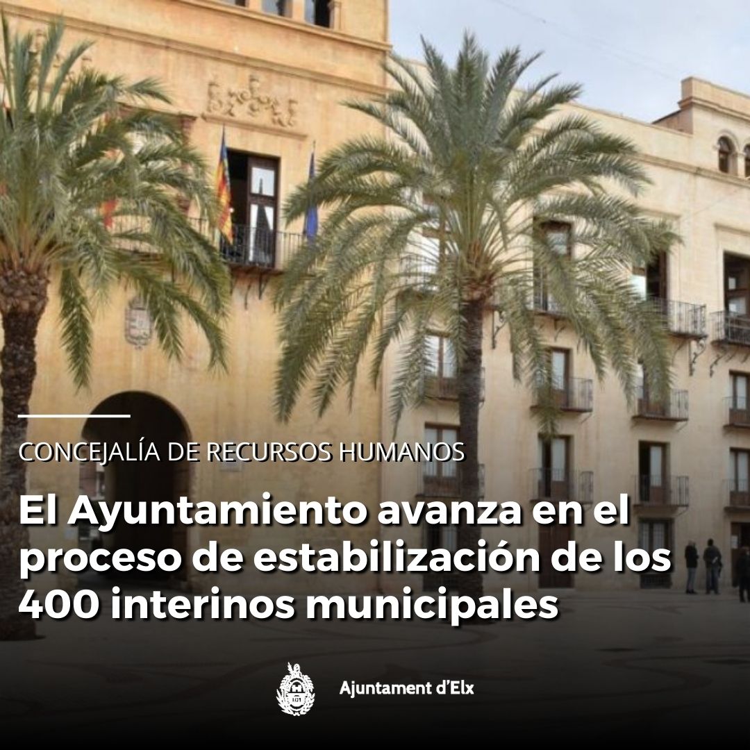 💼 El Ayuntamiento avanza en el proceso de estabilización de los 400 interinos municipales.

#Elche

💼 L'Ajuntament avança en el procés d'estabilització dels 400 interins municipals.

#Elx