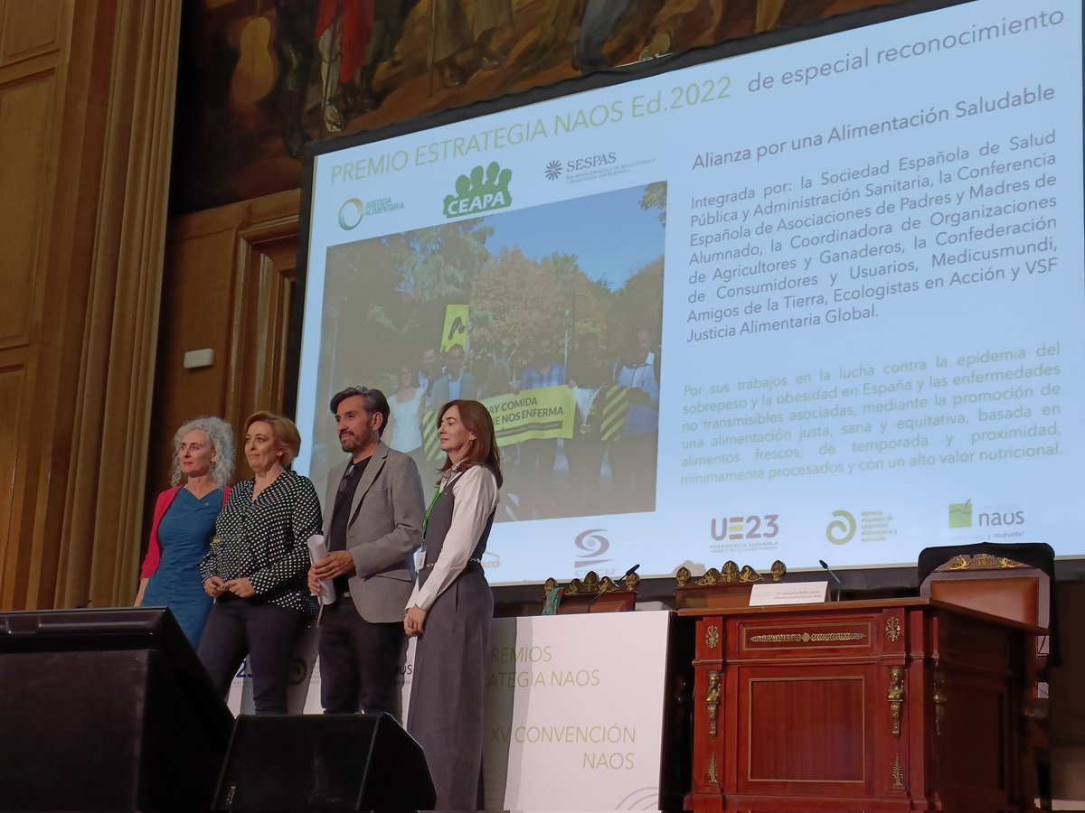 MariaTerolCla's tweet image. Premio Estrategia #NAOS 2022 de especial reconocimiento: 
Alianza por una alimentación saludable

Deseos para nuevo gobierno:
.Regulación publicidad de alimentos infantiles 
.Prohibición bebidas energéticas en menores de edad
.Compra pública 
.Pesticidas
.Comedores escolares