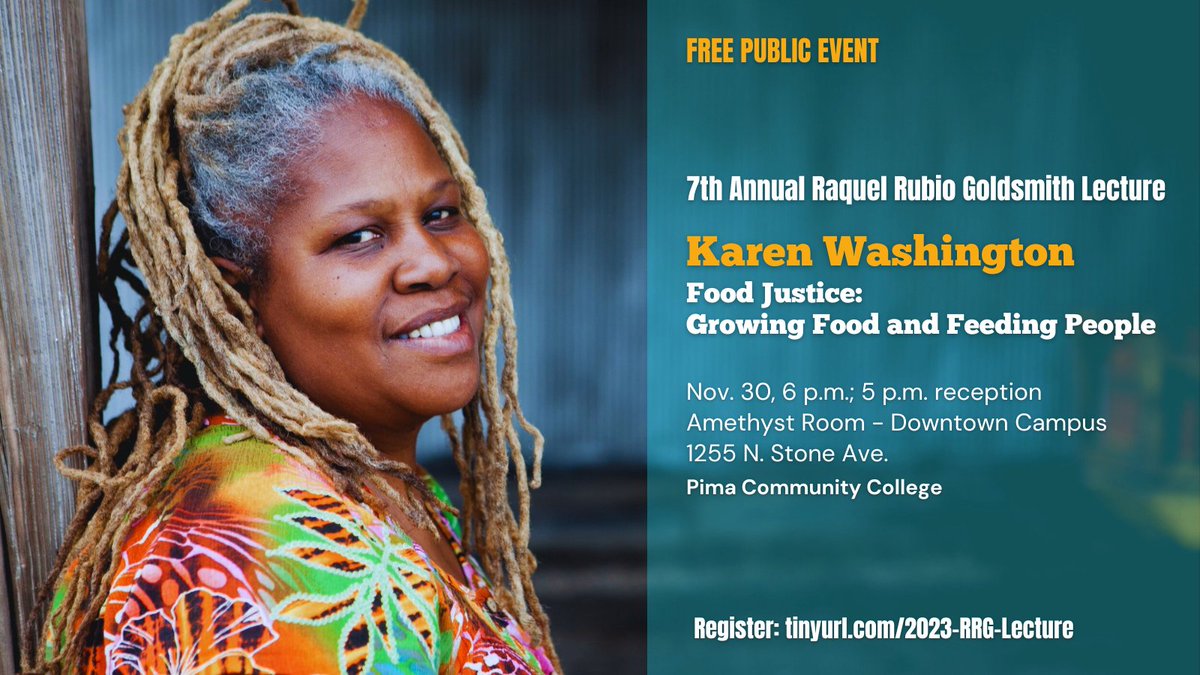 #pimacommunitycollege #pimaegtss welcomes @karwasher for the 7th Annual Raquel Rubio Goldsmith Lecture. Register: tinyurl.com/2023-RRG-Lectu… @TucsonAgenda @koldnews @kgun9 @kvoa @TucsonSentinel @tucsonstar @newsconover @TheAZB @UnivisionAZ @TelemundoAZ @TucsonChamber @THispanicChmbr
