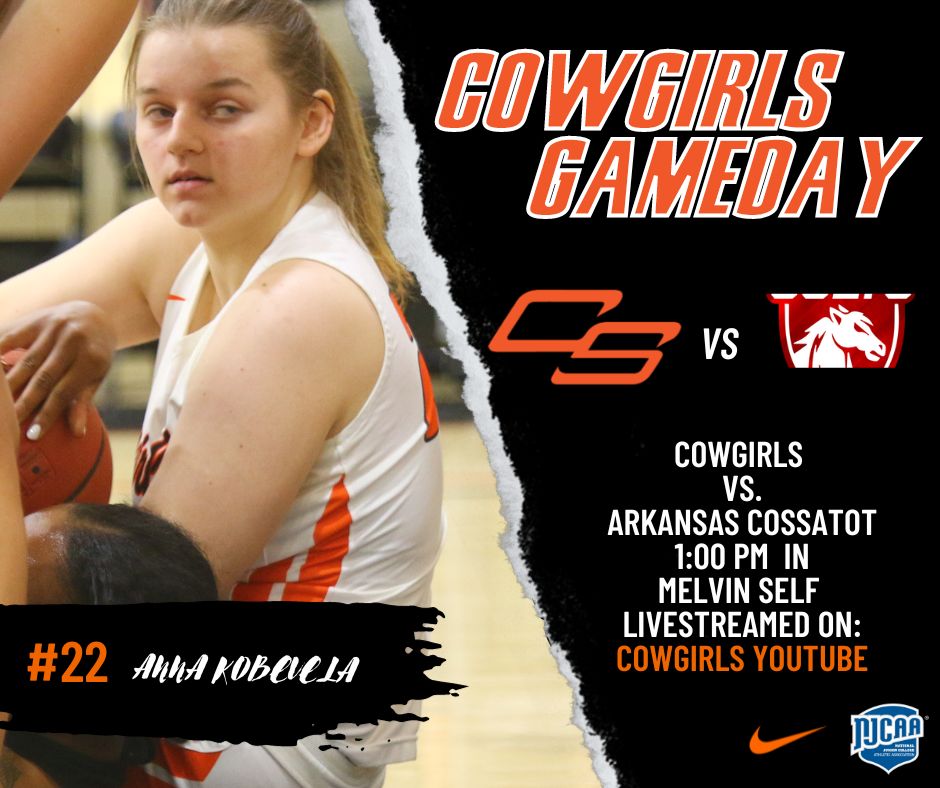 COWGIRL GAME DAY: Cowgirls battle Arkansas Cossatot Lady Colts this afternoon in Melvin Self Fieldhouse at 1pm. Come out to the game and enjoy some basketball on your Thanksgiving Break! #cowgirlnation🏀 #orangepower🍊