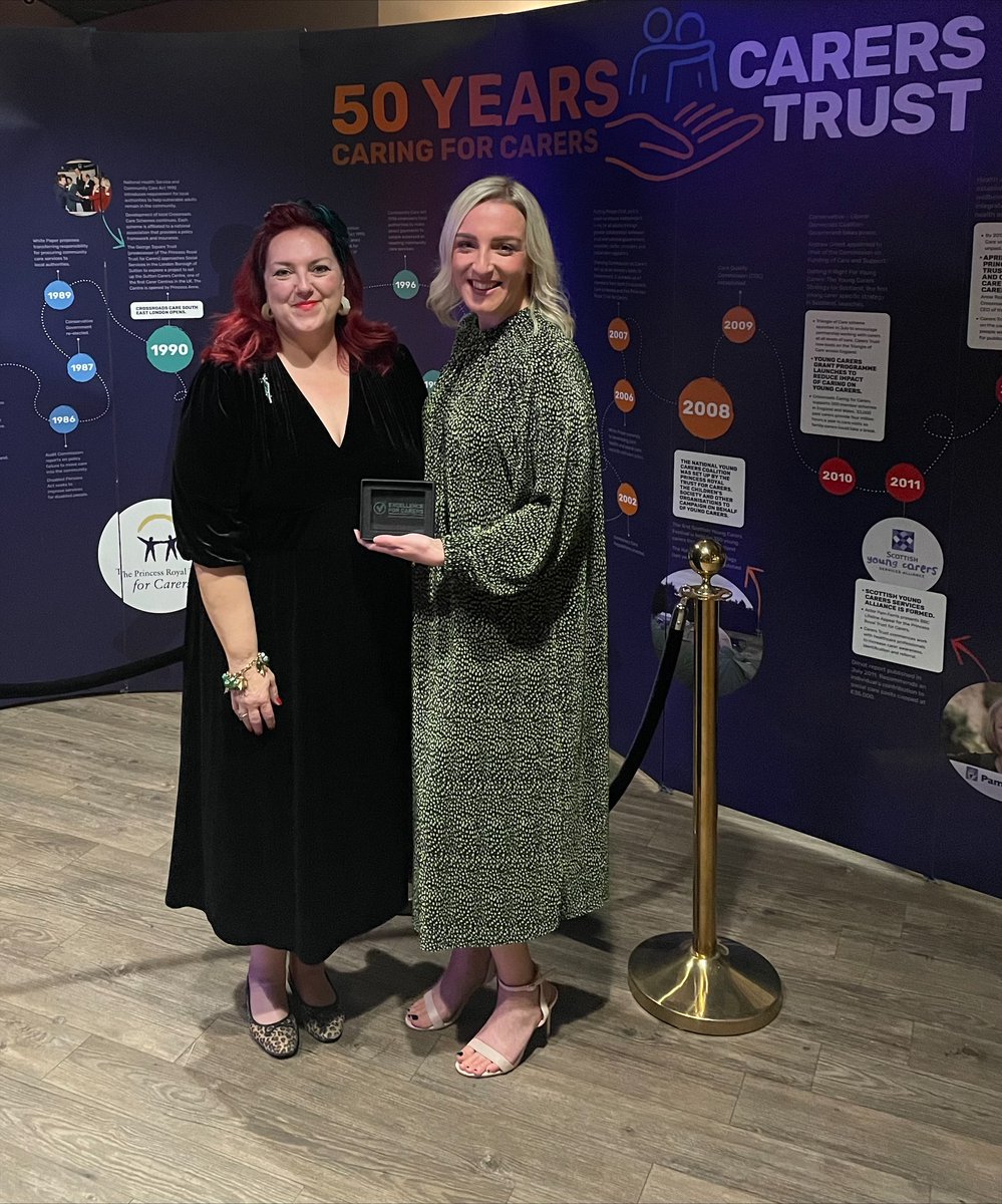 Dawn Panter (Left) and Jemma Cafe (right), Assistant Directors of Northamptonshire Carers attended the Annual Conference for Carers Trust last night and were proud to accept the 'Excellence for Carers' award from @CarersTrust #feelingproud #carersupport @CarersTrust