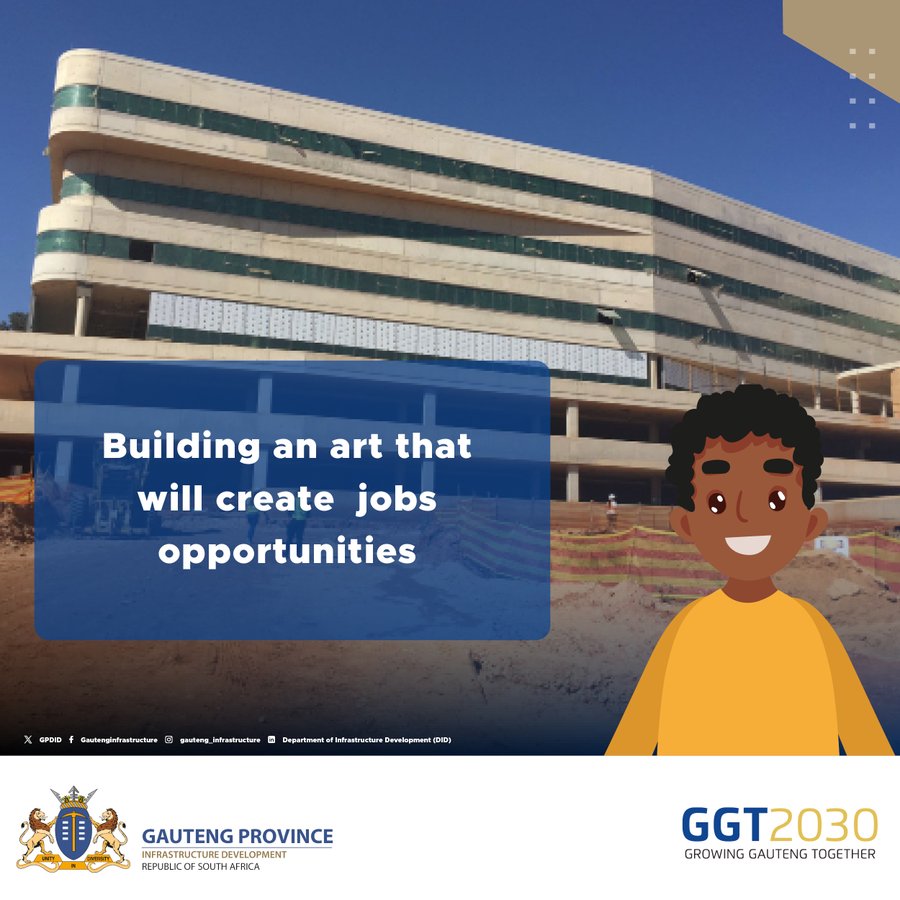 GPDID's tweet photo. Beyond its stunning🥰architecture, the Johannesburg Forensic Pathology Unit and Laboratory next to Helen Joseph will not just be a landmark—it's a powerhouse of opportunities, housing dreams, and creating jobs. #DIDATWORK #GGT2030 #MondayMotivation https://t.co/xKLOc2OQQw