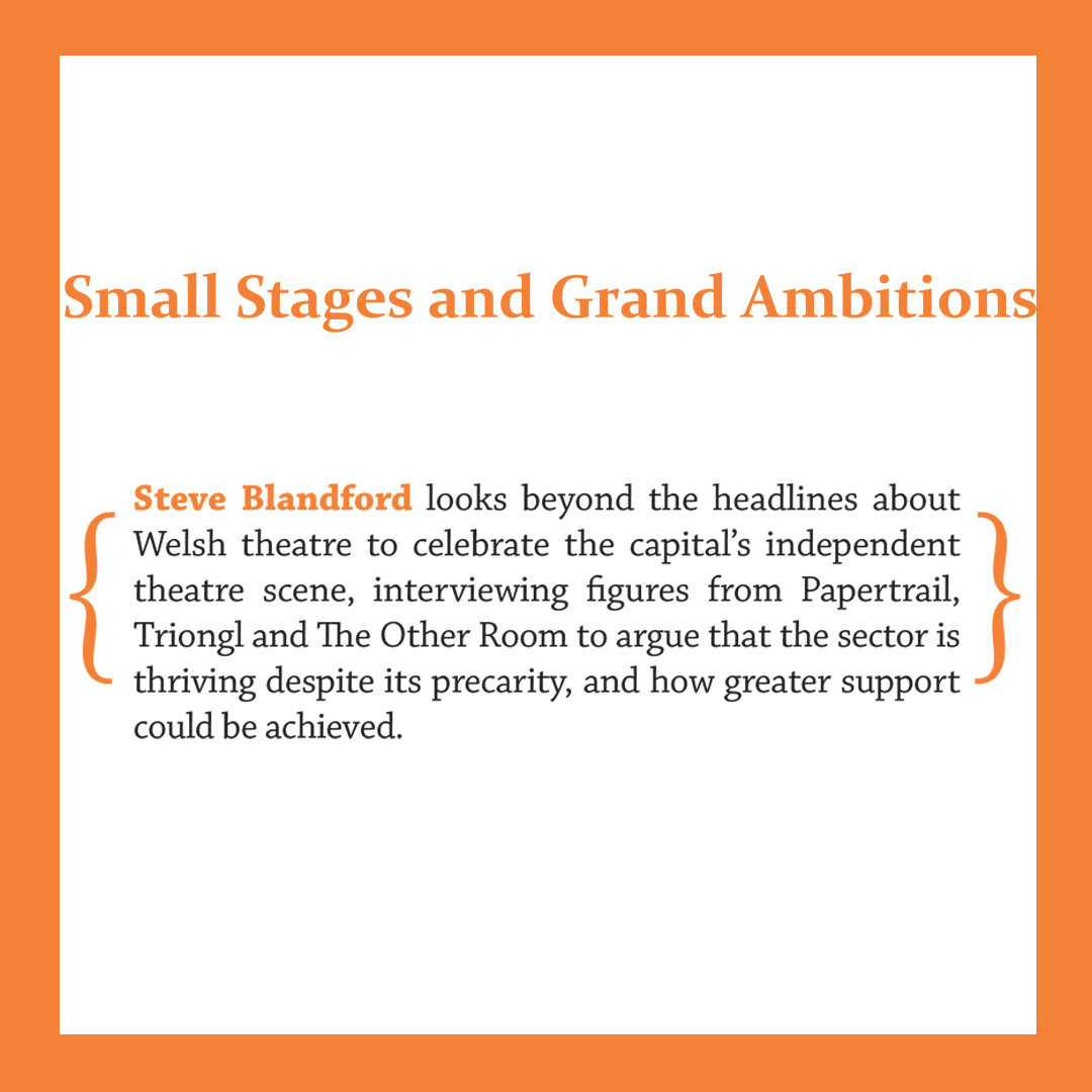 In the new issue of Planet: amid all the anxieties &amp; headlines about the future of #theatre in Wales, a celebration of small, independent companies &amp; an appeal for more support 🎭🏴󠁧󠁢󠁷󠁬󠁳󠁿

planetmagazine.org.uk/current
planetmagazine.org.uk/shop