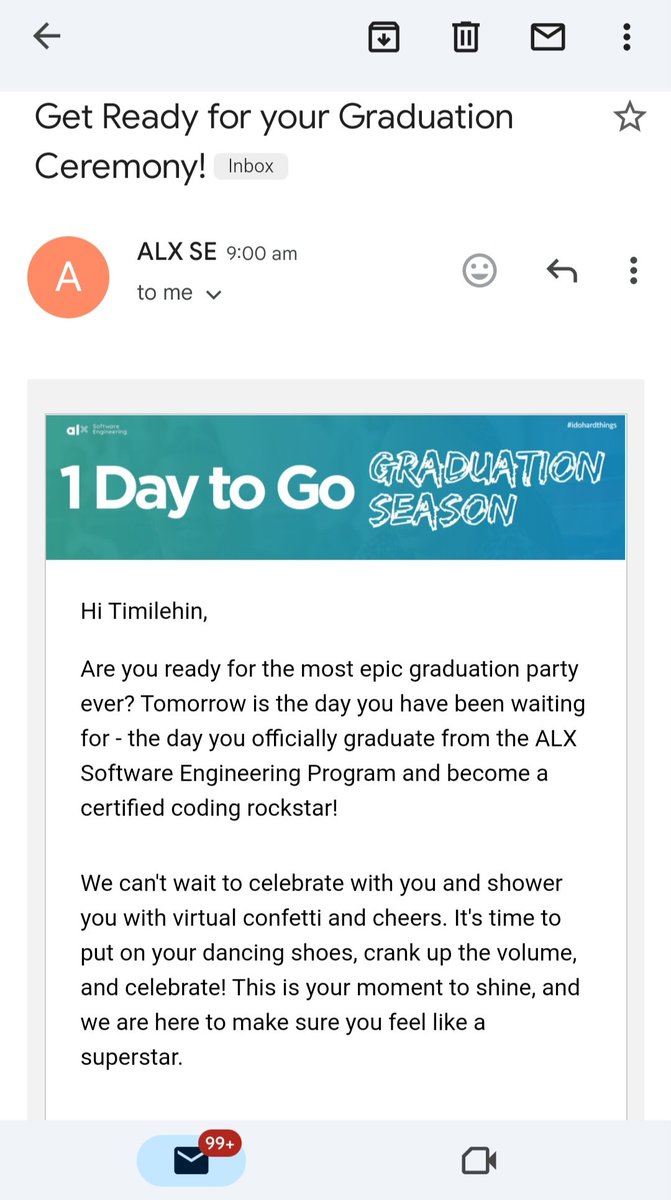 TimmieOlusa's tweet photo. ๐ Excitement is in the air as tomorrow marks the culmination of an incredible journey at ALX! ๐ Grateful for the lessons learned, friendships forged, and growth achieved. ๐ Thank you, ALX, for the transformative experience! ๐ #ALX #ALXGraduation #Tech๐ https://t.co/13apTTN2yR
