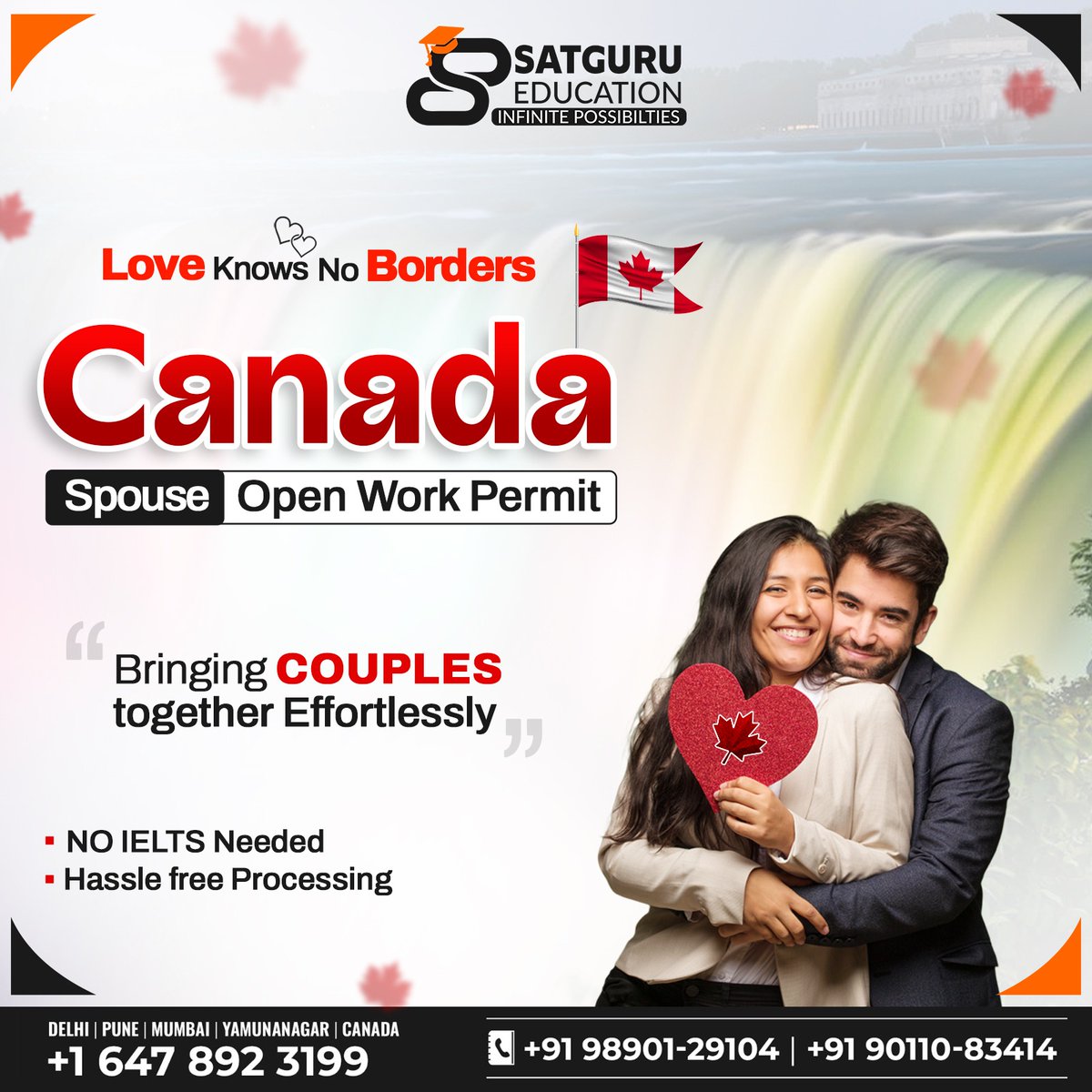 Satguru_Edu_1's tweet image. Is your partner studying or working in Canada? 

Love knows no borders!👈Secure your Canada Spouse Open Work Permit with Satguru Education!.

#SatguruEducation #SpouseOpenWorkPermit #ReuniteInCanada #SpouseWorkPermit #BetterHalfInCanada #LoveKnowsNoBorders #TogetherAgainInCanada