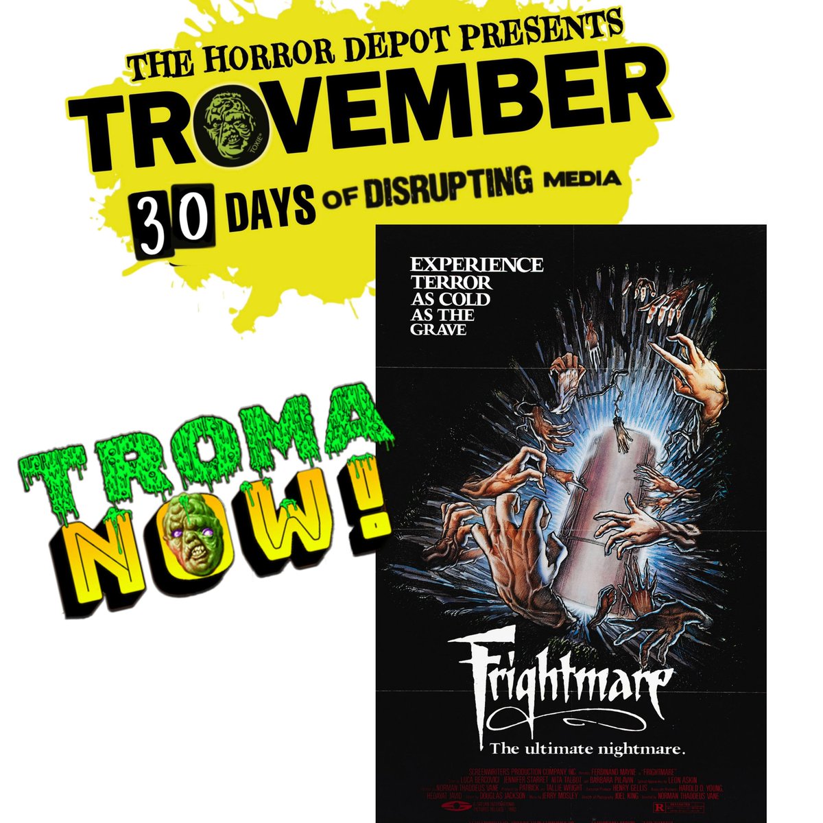 HorrorDepot1's tweet image. Today's Trovember pic is Frightmare AKA Horror Star from 1983. An old school favorite this has former horror movie star Conrad dying being brought back to life and going on a murderous for rampage. Using his power of telepathy to kill people.
#frightmares #horrorstar #horroricon