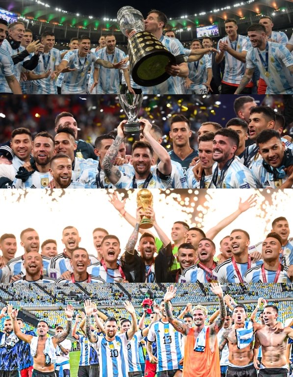 Los cuatro momentos más hermosos del ciclo más dorado de la historia.

#AUnAñoDeLaTercera
#Argentina 
#CopaMundialFIFA 
#Eliminatorias2026