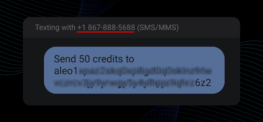 Crypto_Pranjal's tweet photo. 7/11

3. Get $ALEO test token:

There are two ways to get the $ALEO test tokens:

- Use Discord
- Send an SMS from your phone

Recommend using the SMS option, as the Discord faucet claiming process is not working at the moment.

- To claim via Discord, go to Aleo Discord Server, and send this message:

/sendcredits your-wallet-address 15

- To claim via SMS, send this message from your phone to +18678885688 (SMS charge may apply):

Send 50 credits to your-wallet-address