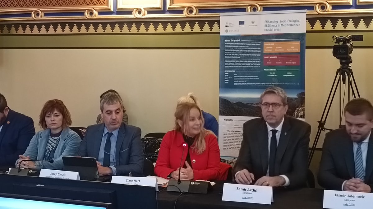 MedCities's tweet photo. @ENSERES_Med @ENICBCMed @MedPAN @TCNR1998 @marseille @larnakacyprus @andkarak @ComuneAncona @ANTALYABB @mersin_bld 🗣️ #Sarajevo Deputy Mayor @SamirAvdic and @Jasmin_Ademovic City Council Chairman welcomed #MedCities members and all participants. Also, MedCities Presidency @montpellier_ represented by @ClareLouHart, the SG and Director underlined the network engagement in the annual #seminar. https://t.co/r0aBdi6WRB