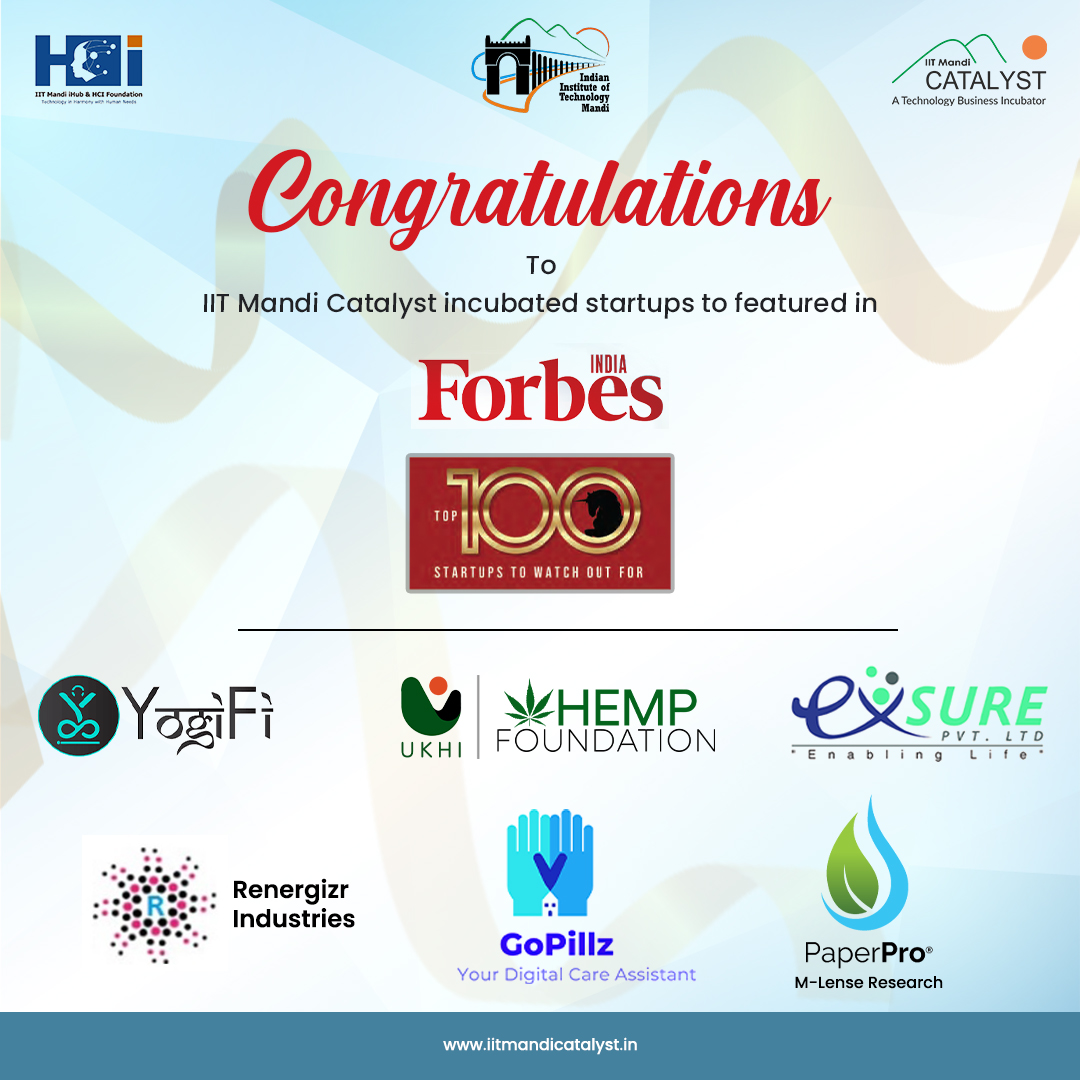 We are excited to share that Six IIT Mandi Catalyst incubated startups have made it to the prestigious Forbes Asia '100 to Watch' list! 🌟 Congratulations🚀

#ForbesAsia #StartupSuccess #IITMandiCatalyst #iitmandi #CallForApplication #incubator #startups #investments #mentorship