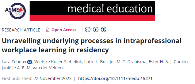 Thrilled to share insights from our study in @MedEd_Journal! Our article unveils the untapped potential of #Intraprofessional #WorkplaceLearning. From agency to in/outgroup dynamics, discover keys to breaking down disciplinary siloes and enhancing collaboration!