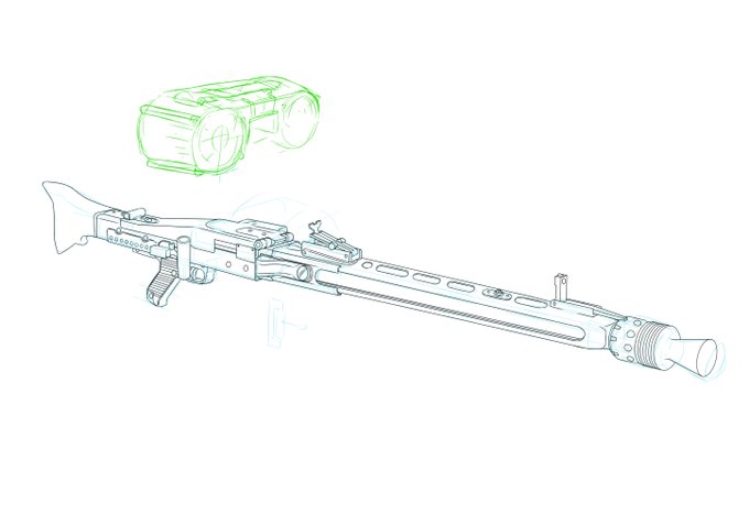 ちょっと気になったので質問です。銃の絵を描く場合に立体的に描く(1枚目)のと真横から描く(2枚目)のどちらが良いのでしょうか?
描きやすさと構図的には真横から描く方が楽なのですが…皆さんはどうでしょうか。絵師はもちろん、見る側の意見も参考にしたいです。 