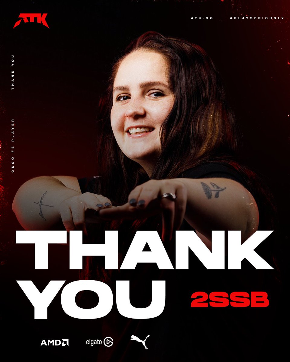 We bid a loving farewell to Christin "2SSB" Brazier as she steps away from competitive Counter-Strike

We appreciate all you have done for ATK and South African Counter-Strike and we wish you luck in all you do moving forward! ♥

#PlaySeriously