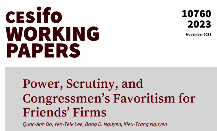 CESifo (@cesifonetwork) on Twitter photo Power, Scrutiny, and Congressmenās Favoritism for Friendsā Firms | <a href="/doquocanh/">Quoc-Anh (Q.A.) Do</a>, Yen-Teik Lee, Bang D. Nguyen, Kieu-Trang Nguyen
#EconTwitter
cesifo.org/en/publication⦠Power, Scrutiny, and Congressmenās Favoritism for Friendsā Firms | <a href="/doquocanh/">Quoc-Anh (Q.A.) Do</a>, Yen-Teik Lee, Bang D. Nguyen, Kieu-Trang Nguyen
#EconTwitter
cesifo.org/en/publicationā¦
