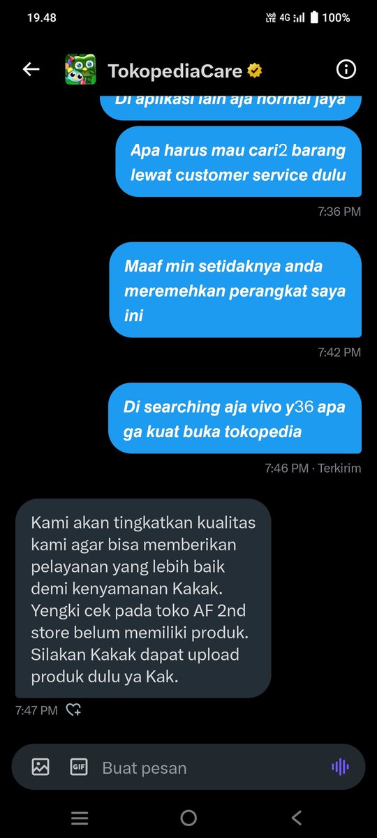 ariecuit's tweet photo. @TokopediaCare 
𝙈𝙞𝙣 𝙨𝙖𝙮𝙖 𝙢𝙖𝙪 𝙗𝙪𝙠𝙖 𝙙𝙞 𝙖𝙥𝙡𝙞𝙠𝙖𝙨𝙞 𝙘𝙪𝙨𝙩𝙤𝙢𝙚𝙧 𝙠𝙤𝙠 𝙢𝙖𝙡𝙖𝙝 𝙨𝙪𝙧𝙪𝙝 𝙪𝙥𝙡𝙤𝙖𝙙 𝙙𝙖𝙜𝙖𝙣𝙜𝙖𝙣 https://t.co/zbt6XD6Ghd