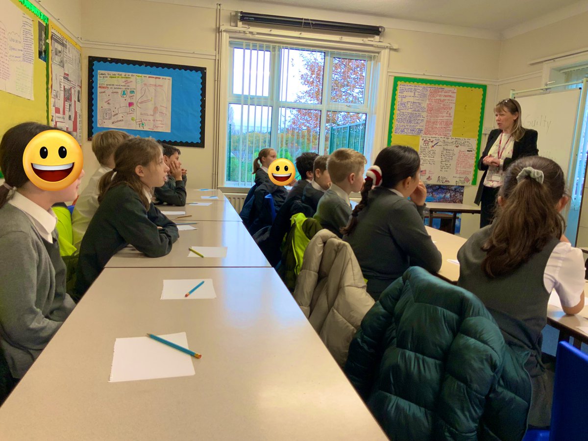 StBridgetsCofE's tweet photo. Another fantastic morning @CaldayGrammar with year 5 taking part in a law workshop run by their sixth formers. We were the jury in the courtroom listening to the evidence and discussing our reasoning #ageofcriminalresponsibility #RuleOfLaw #law #lawenforcement ⚖️👮👩‍⚖️👮‍♂️👨‍⚖️ https://t.co/t3xMs5BI1c