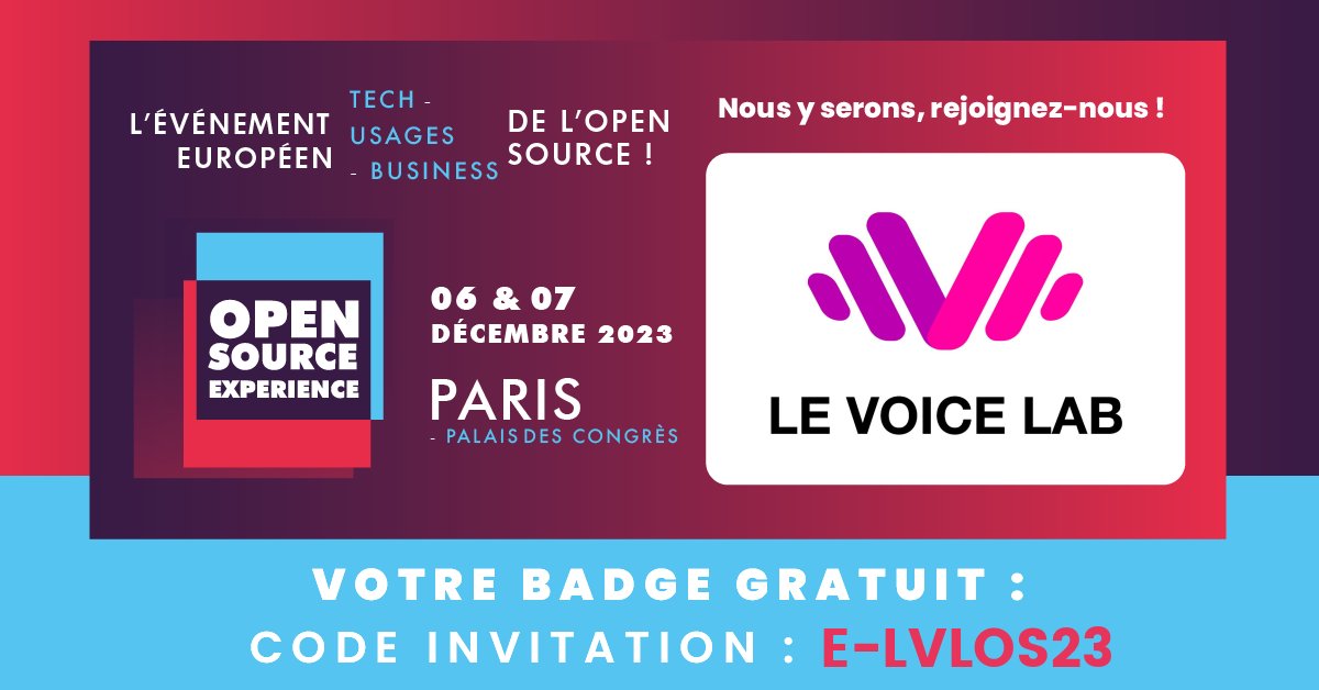 📌Rejoignez-nous le 6 et 7 décembre à Opensource Experience, on vous attend sur le stand <a href="/Linagora/">Linagora</a> F22!!
Demandez votre badge gratuit 👇
#opensource #Innovations #voicetech
opensource-experience.com/visiter/creer-…