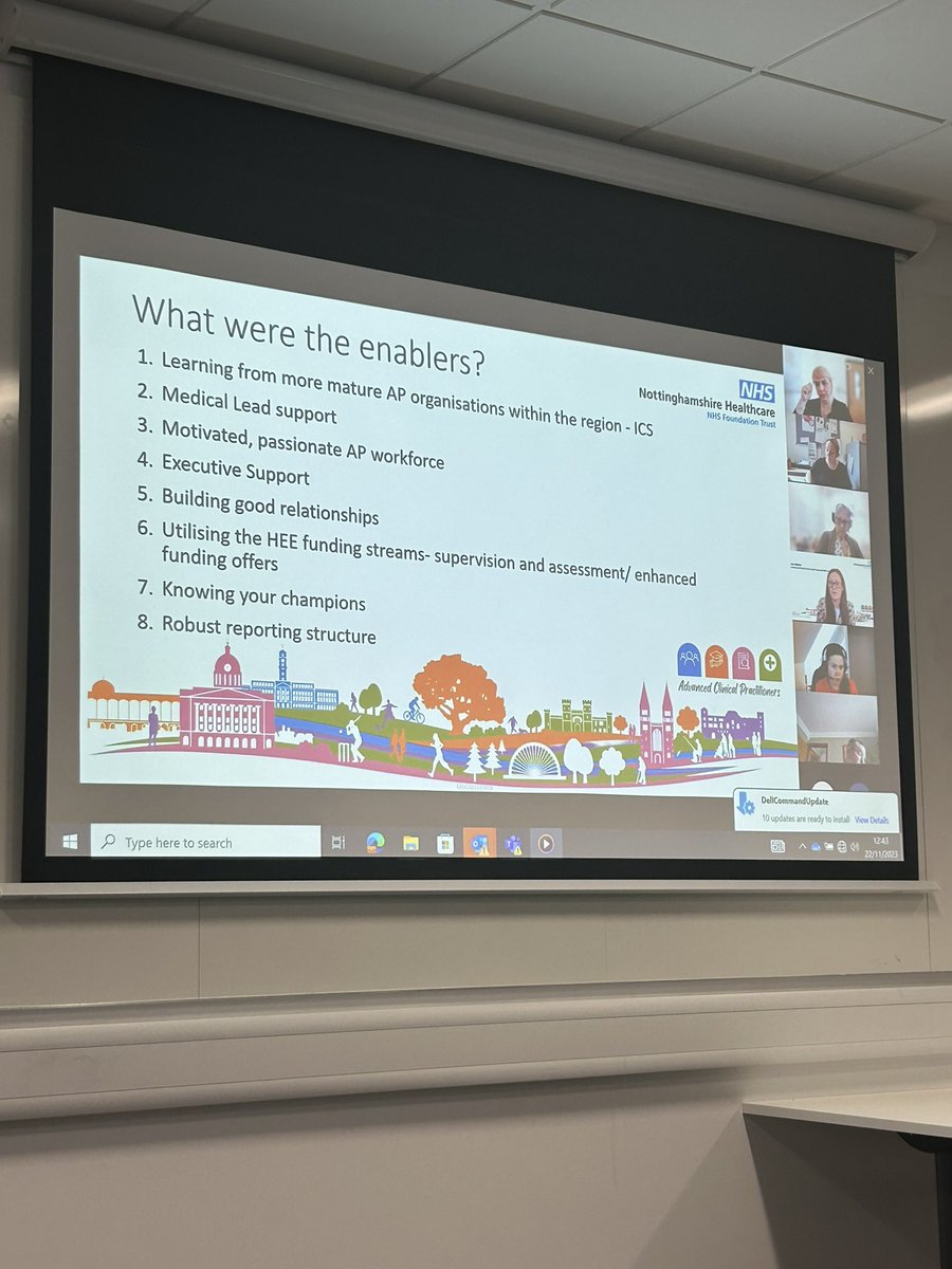 Hearing from @graceHatton6 to identify enablers to grow and develop advanced practitioners and ensure that seat at the table is represented, know your champions/allies and voice is heard with clear reporting structures! @MaxMiah3 @JoStucke @HelenSJennings @HaleyNeld